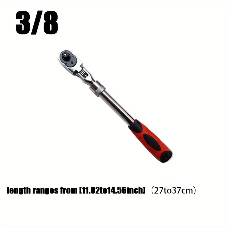 1/4, 3/8, 1/2 Telescopic Head Ratchet Wrench - High-Precision 72-Tooth Design, Chrome Vanadium Steel, Automatic Quick Release