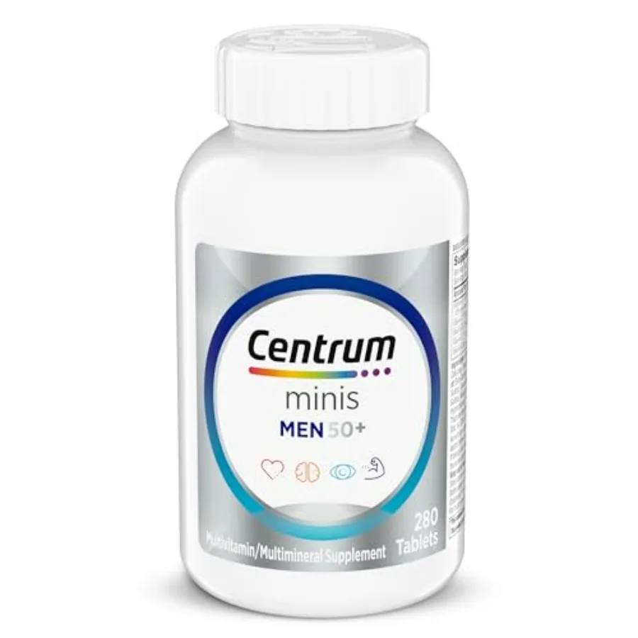 

Minis Silver Multivitamin for Men 50 Plus, Multivitamin/Multimineral Supplement, Vitamin D3, B-Vitamins and Zinc, Non-GMO Ingre
