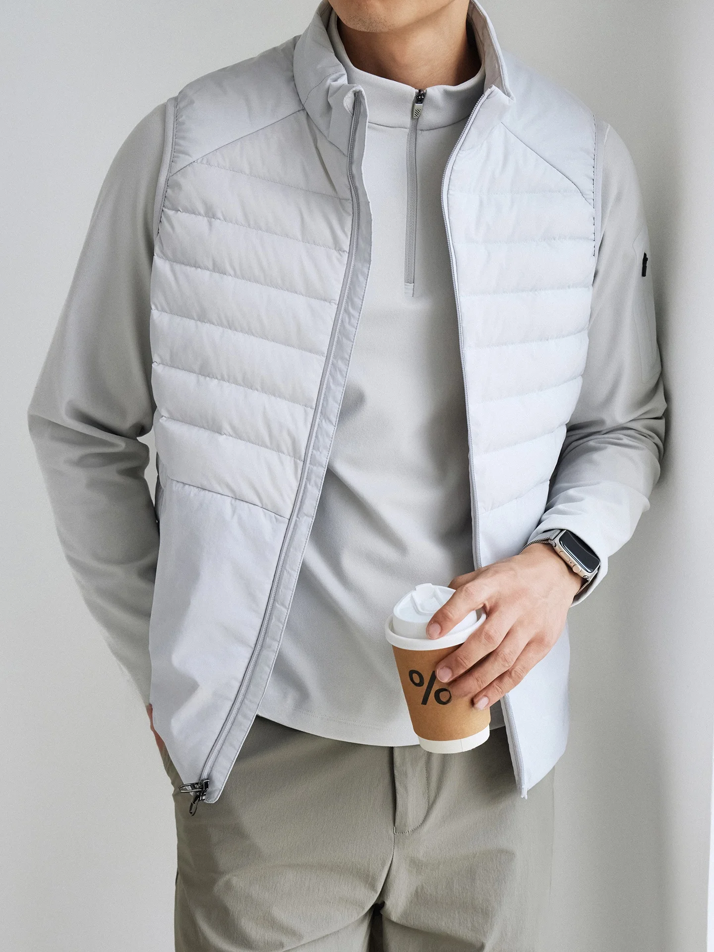 Men's Loose Fit down Jacket Stand Collar Windproof Warmth Double Zipper Duck down Vest Autumn Winter Outerwear CleanFit Style