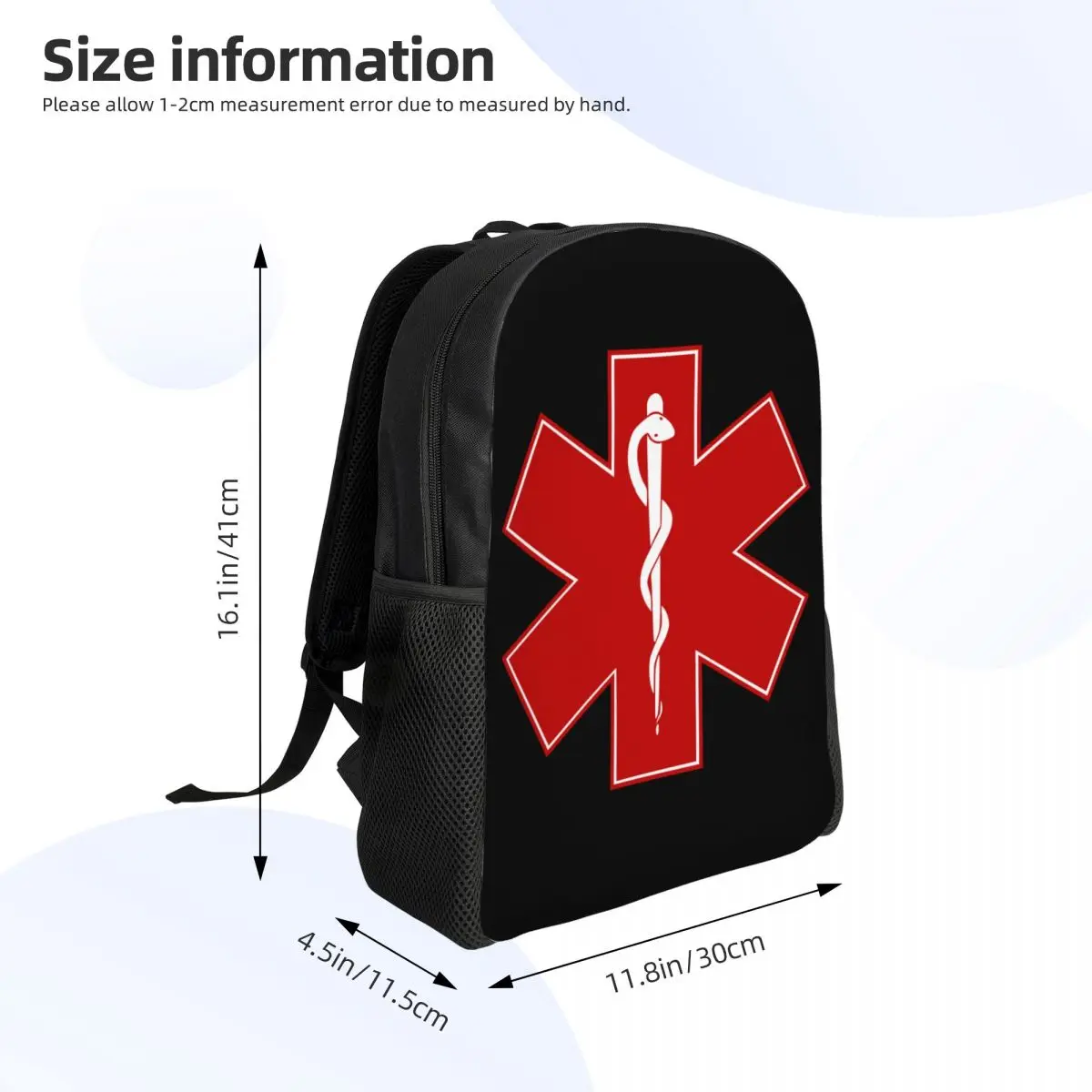 Emt Star Of Life Backpack for Men Women College School Students Bookbag Fits 15 Inch Laptop Emt Paramedic Medical Bags