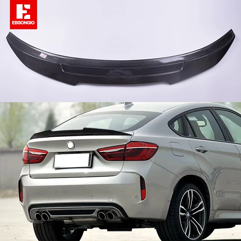 Car Styling For BMW X6 F16 2015-2019 Real Carbon Fiber / FRP Rear Spoiler Trunk Wing for BMW X6 F16 PSM Style Rear Trunk Spoiler