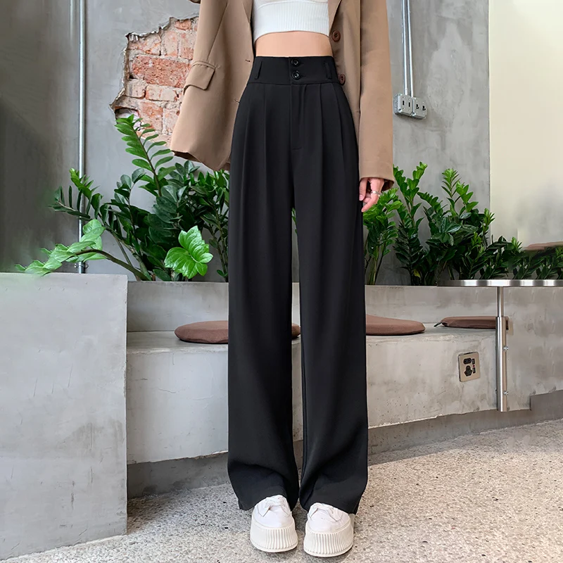 Women Wide Leg Suits Pants Y2K Traf High Waist Casual Trousers for Women Korean Fashion Streetwear Baggy Sweatpants PELEDRESS