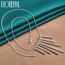 DOTEFFIL 925 Sterling Silver Snake Chain Smooth Bead Pendant Necklace For Man Women Fashion Wedding Party Charm Jewelry