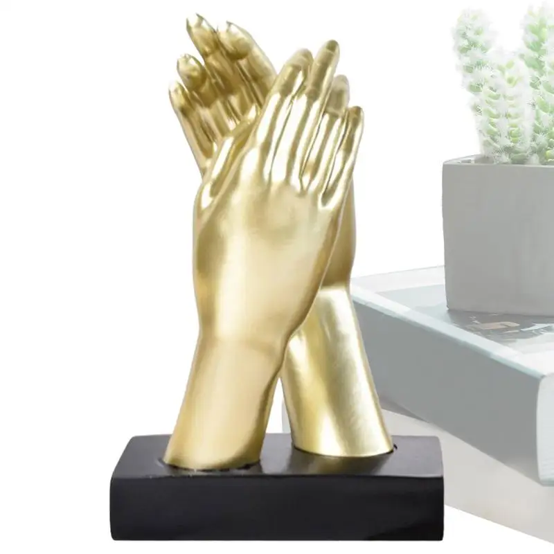 

Hand Decor Two Hands Sculpture Resin Modern Meaningful Handcrafted Palm Model For Bookshelf Bedroom Living Room Workplace Coffee