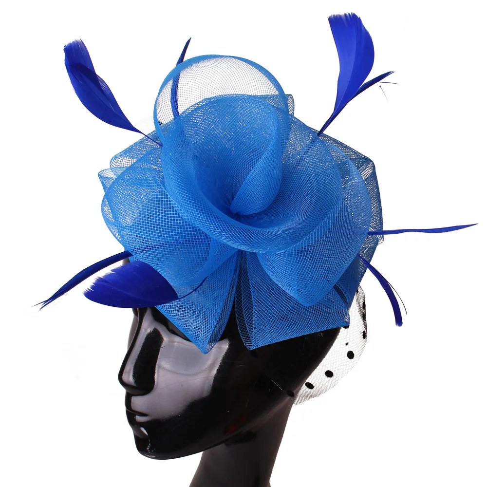 Elegant Women Headpiece Multiple Color Crinoline Material Fascinator Headwear Colorful Mesh Show Headpiece Cocktail Hat MYQ039