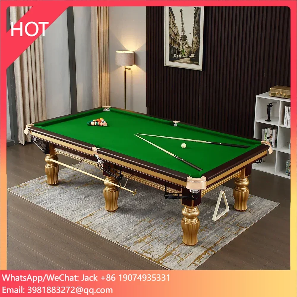 

Professional Competition Billiard Table Black Eight Gold Table Leg Standard Billiards with A Full Set of Billiard Accessories