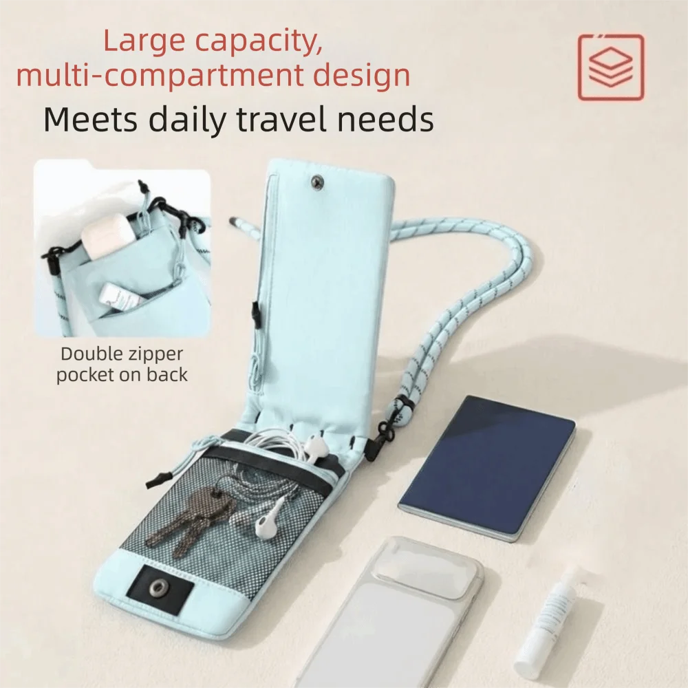 Fashion Nylon Mobile Phone Bag Lightweight Waterproof Crossbody Bag Vertical Storage Zipper Closure Phone Purse Women's Use