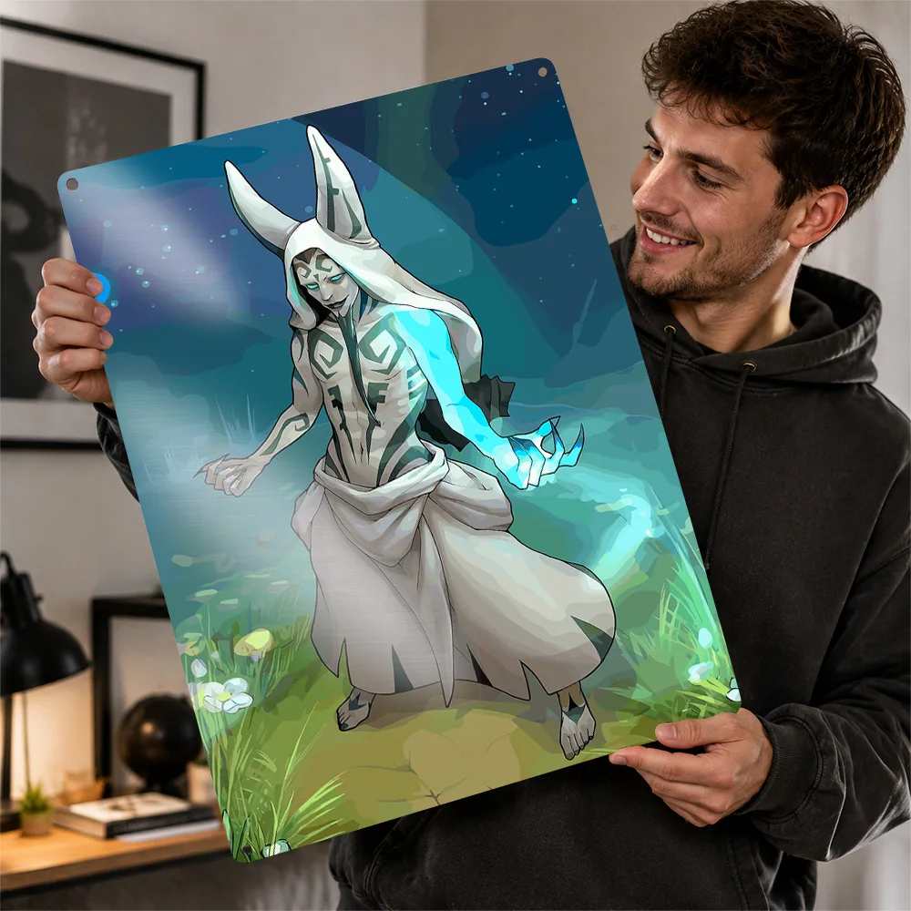 Hooded Figure With Glowing Arm 3D Printed Texture Poster Personalized Wall Art Retro Metal Tin Signs for Room Accessories Bar