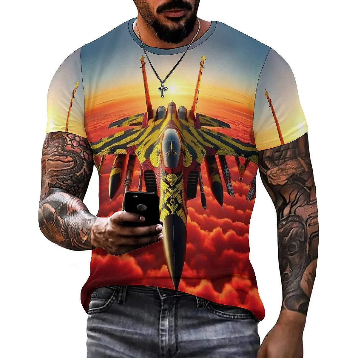 3D T Shirt Cool & Lightweight High-Definition Pattern Men's 3D Printed Short-Sleeve T-Shirt - High-Quality Printed Top