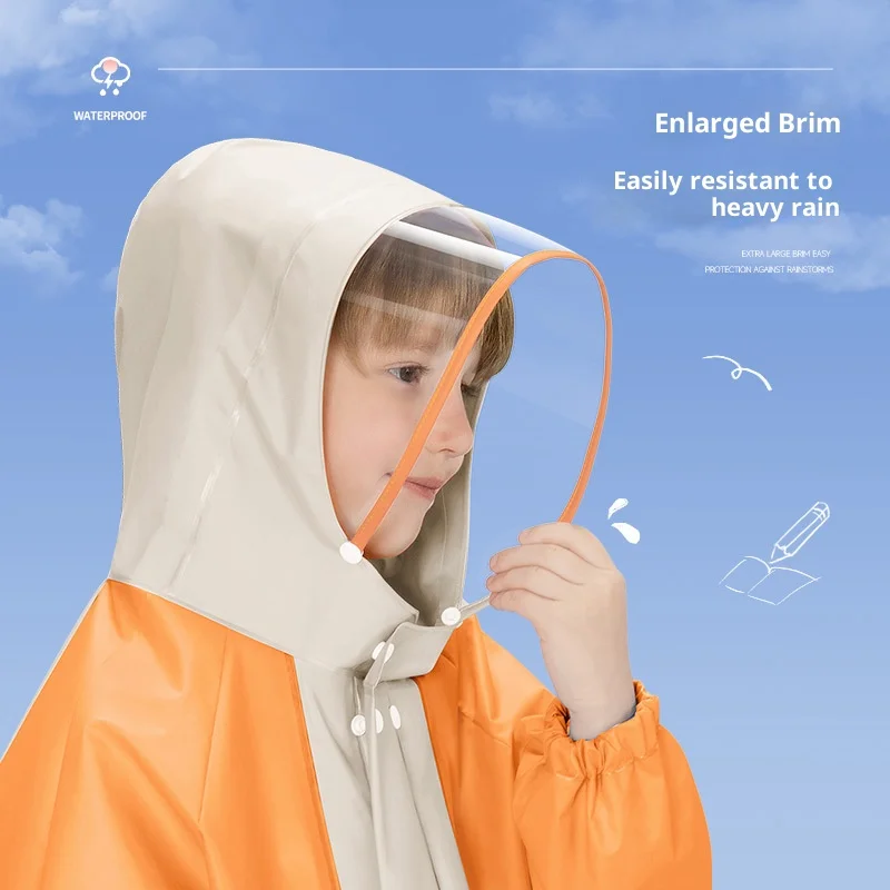 College Style Kindergarten With Backpack, Full Body Waterproof Raincoat and Raincoat