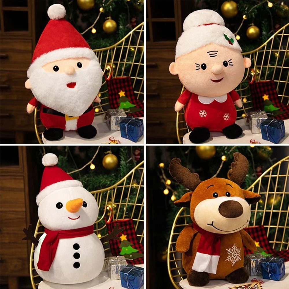 23CM Cute Santa Grandpa Grandma Snowman Elk Plush Toy Christmas Decoration Doll Soft Stuffed Gifts For Boys And Girls