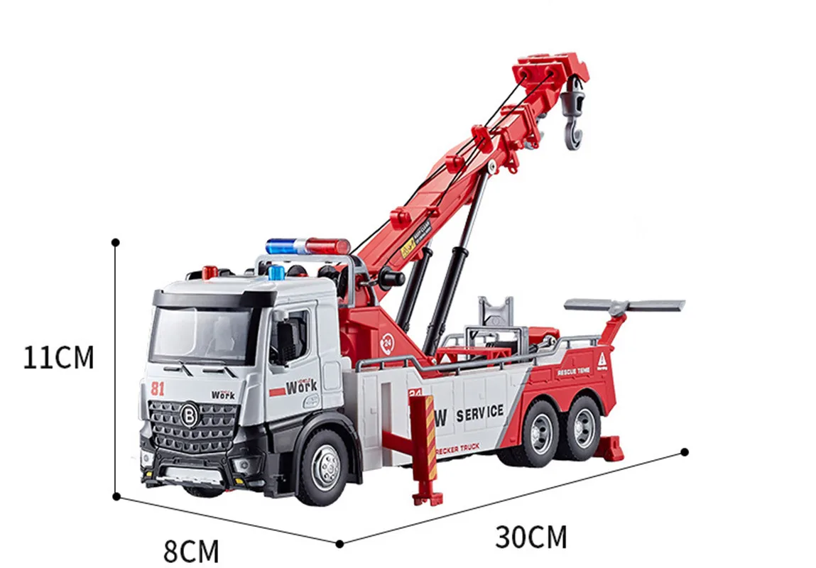 Hot sale 1: 32 alloy rescue trailer model,simulation crane toy,urban cleaning vehicle toy,wholesale