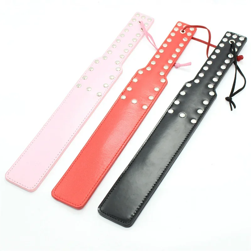 38CM Punk Rivet Spikes PU Leather Spanking Paddle Slapper Whip for Horse Training