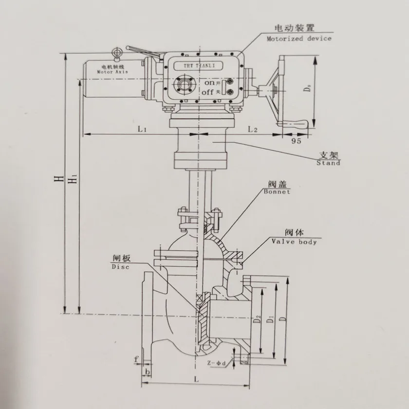 Z944T-10/10Q صمام بوابة قرص مزدوج متوازي بمحرك حديد رمادي لتطبيق المياه والطاقة الكهربائية