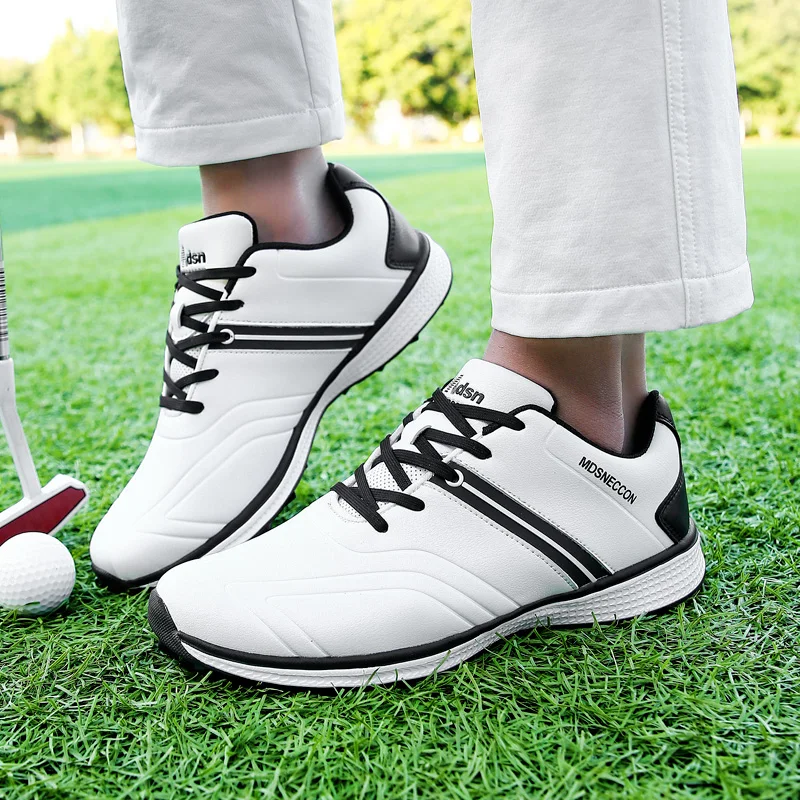 Zapatos deportivos de cuero genuino para hombre, calzado de Golf con cordones cómodos y elásticos, de alta calidad, para exteriores, nuevo diseño