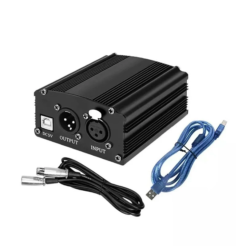 

1-Channel 48V Phantom Power Supply With XLR 3 Pin Microphone Cable For Music Recording Equipment