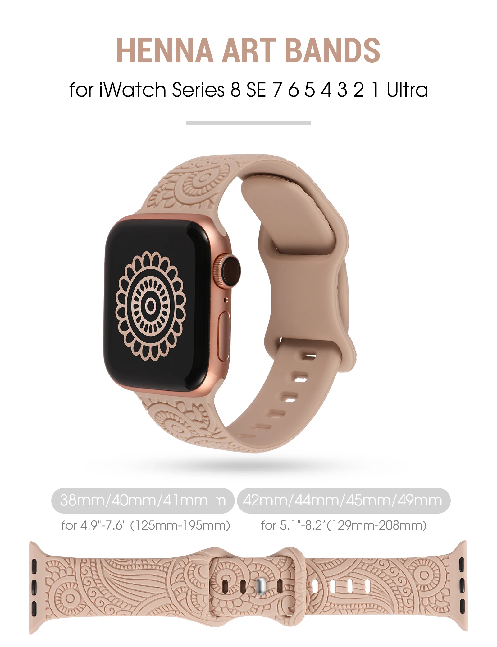 TOYOUTHS Correa grabada para Apple Watch 38mm 40mm 42mm Correa deportiva de silicona floral para iWatch Series 10 Ultra 2/9/8/7/6/5/4/3/SE