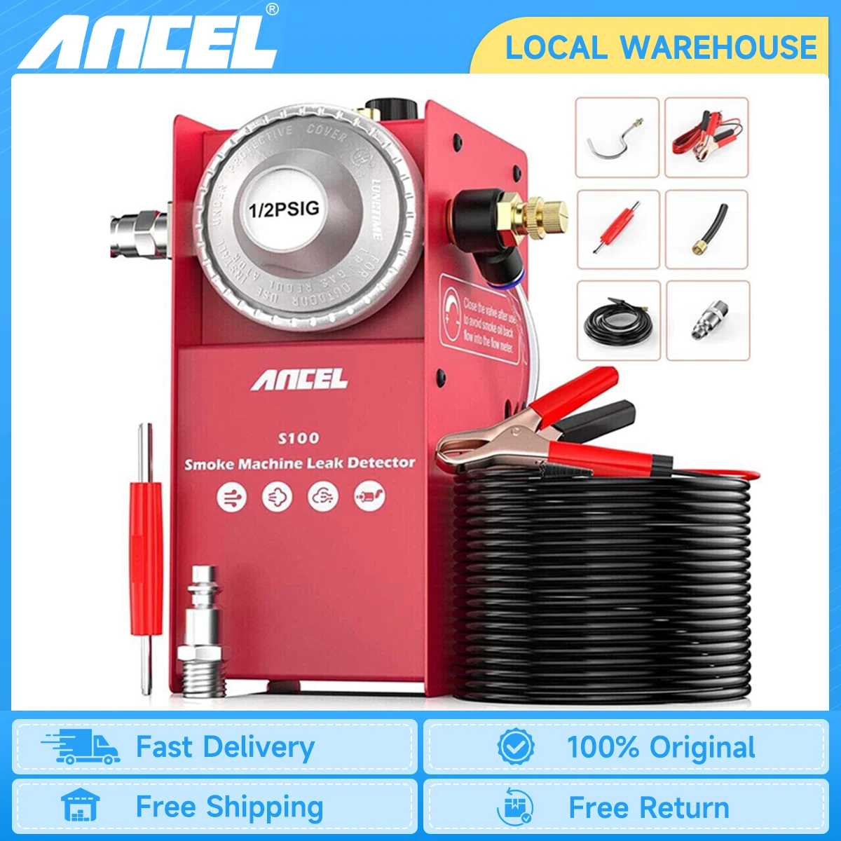 ANCEL S100 Car Smoke Leak Detector EVAP Vacuum Leakage Locator DC12V Car Diagnostic Tool Automotive Oil Pipe Smoke Generator