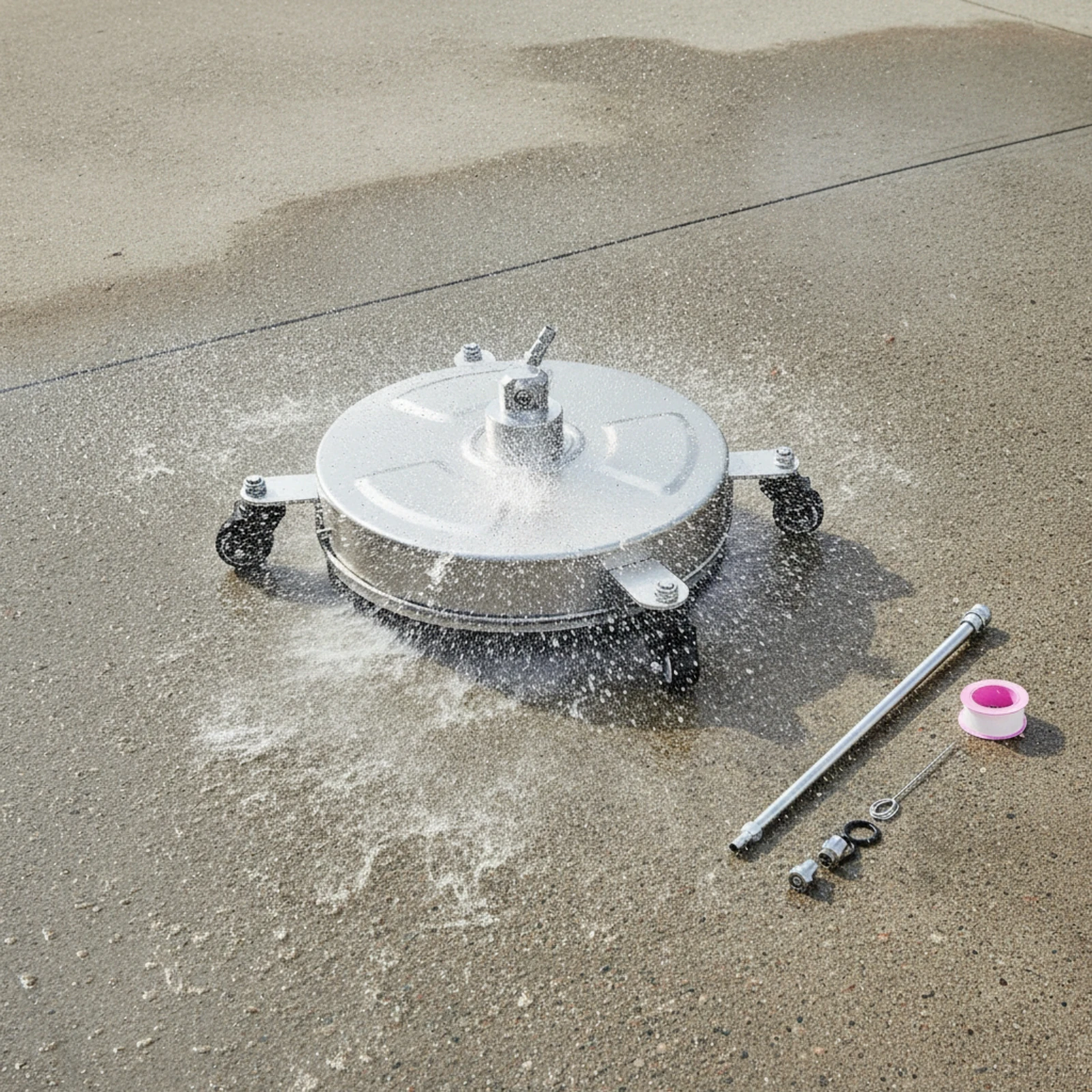 Surface Cleaner with Wheels Professional Pressure Washer Surface Cleaner Floor Cleaning Disc with Extension Rods Universal