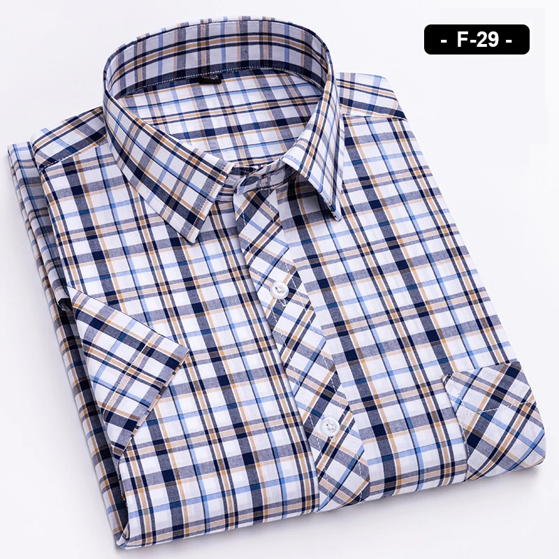 Plaid Short Sleeve Shirts For Man Cotton Checked Colorful New Fashion Summer Young Boy Beach Clothing Confortable Casual Shirts