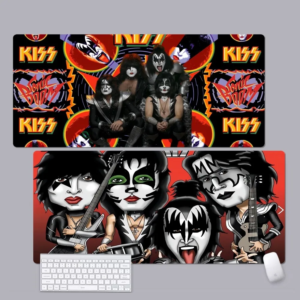 K_Kiss Band Funny Unique Desktop Pad Game Mousepad Size For Large Edge Locking Game Keyboard Pad