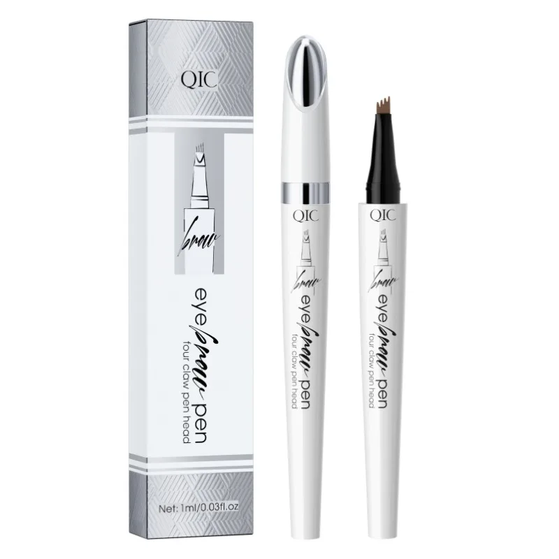 Stylo à sourcils liquide Ultra-fin, 4 Points, imperméable et résistant à la sueur, longue durée, maquillage marron foncé