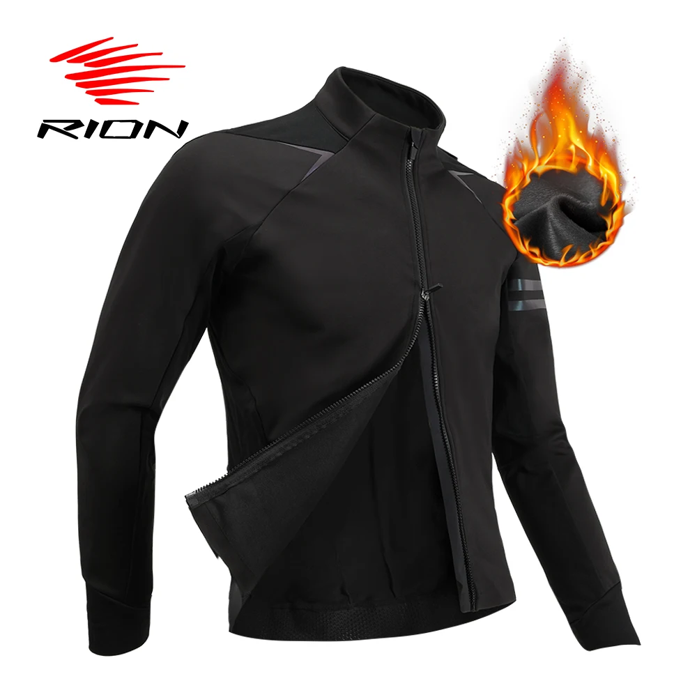 RION Cycling Jacket Men Coats Winter Thermal Fleece Windbreaker Waterproof MTB Bicycle Clothing Motorcycle Bike Jackets 5℃-18℃