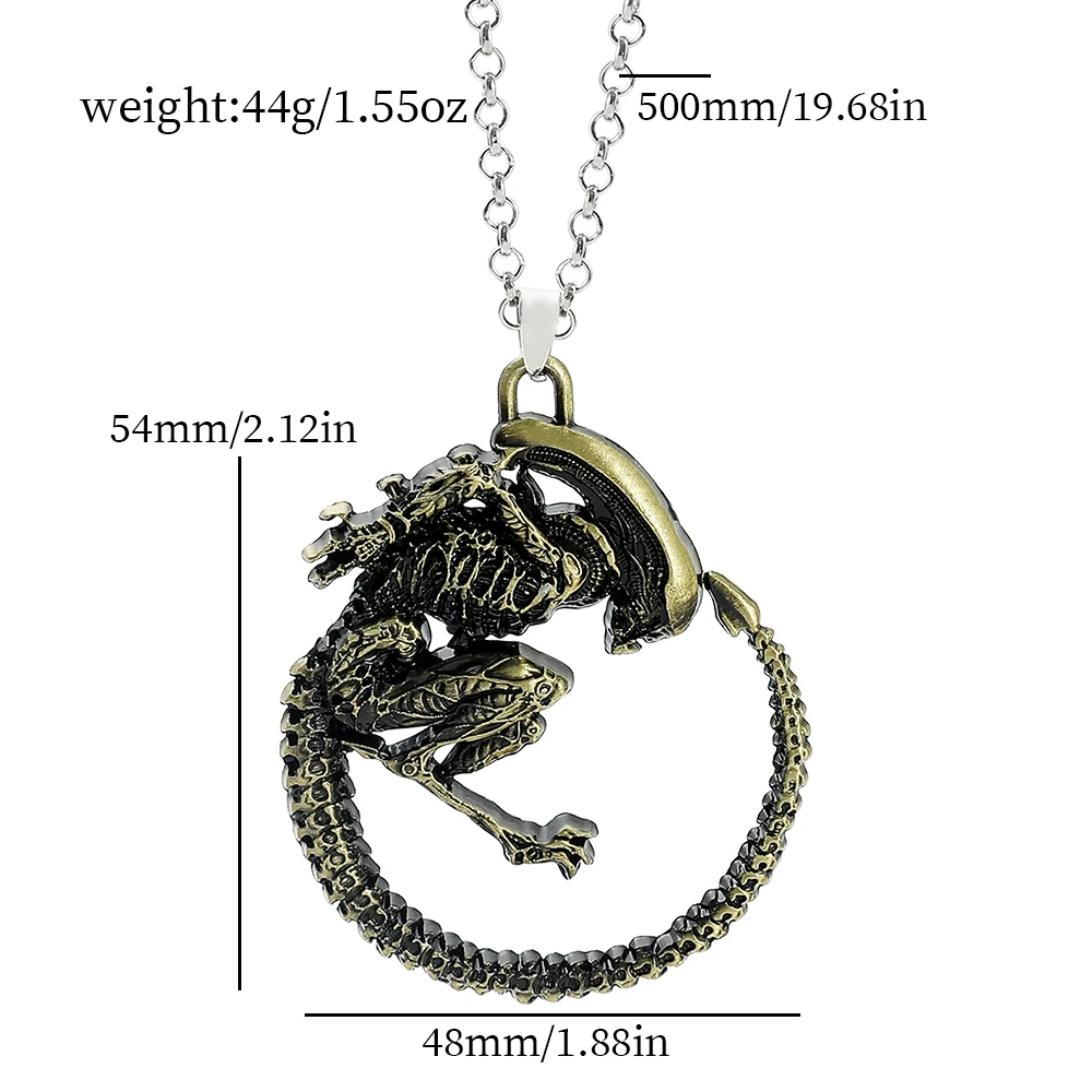 Gothic Witch Aliens Necklace for Men and Women, Chain Jewelry, Collier