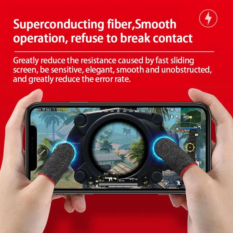 Respirável Game Controller Finger Cover, Fingertips Sleeve para PUBG, Touch Screen, Sweatproof, Anti-Slip, Dedo, Polegar Luva, 1 Par