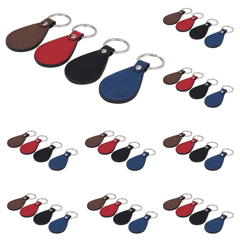 Key Fob Kit Leather Key Fobs Blanks Leather Keychain With Key Rings For DIY Laser Engraving Supplies Gifts 4 Colors