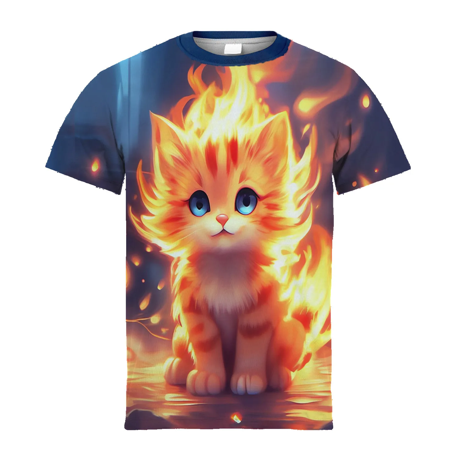 

2024 Kids Clothes Flame Cat Graphic T-Shirts 3d Printed Children Fashion T Shirt for Kids Outdoor Casual Tops Short Sleeve