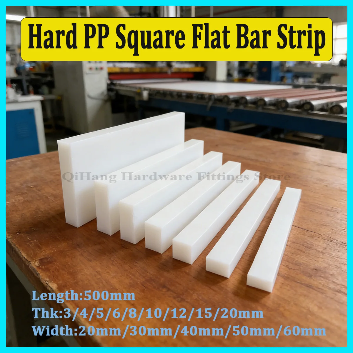 

2/4pcs Hard PP Square Flat Strip 500mm Long, 3-30mm Thick Wear-Resistant Polypropylene Sheet, Solid Plastic Plate For Diy Crafts
