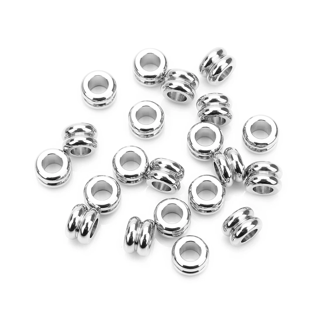 10-50pcs/lot Multi-style Stainless Steel Beads Square Round Big Hole Loose Spacer Bead for Jewelry Making Diy Bracelet Necklace