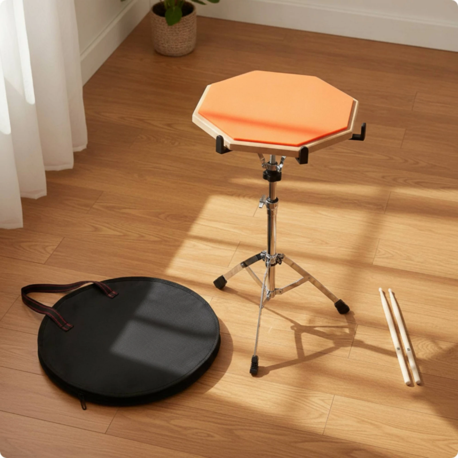 Practice Drum Pad Kit with Stand Shock-Absorbing Drum Practice Pad with Stand Percussion Soundproof Textured for Drummers