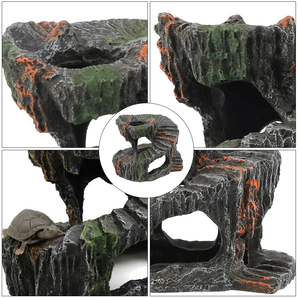 

1Pcs Turtle Climbing Platform Resin Aquarium Terrace Basking Spot Fish Tank Ornament Reptile Basking Platform Turtle Terrace