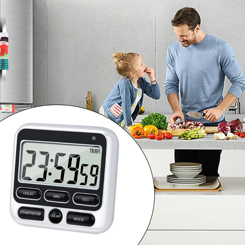 367A Electronic Kitchen Timer LCD Display Large Screen Electronic Timer Positive Negative Baking Timer Reminder Timing Alarm