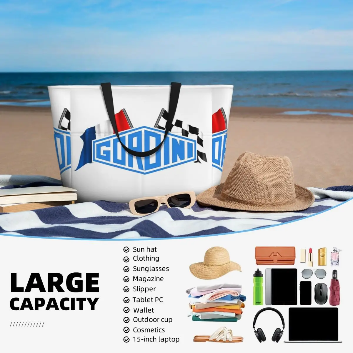 Gordini Checkered Flag Beach Tote Bag Sport Gym Yoga Duffle Large Tote Bag Women Travel Bag Fitness bag