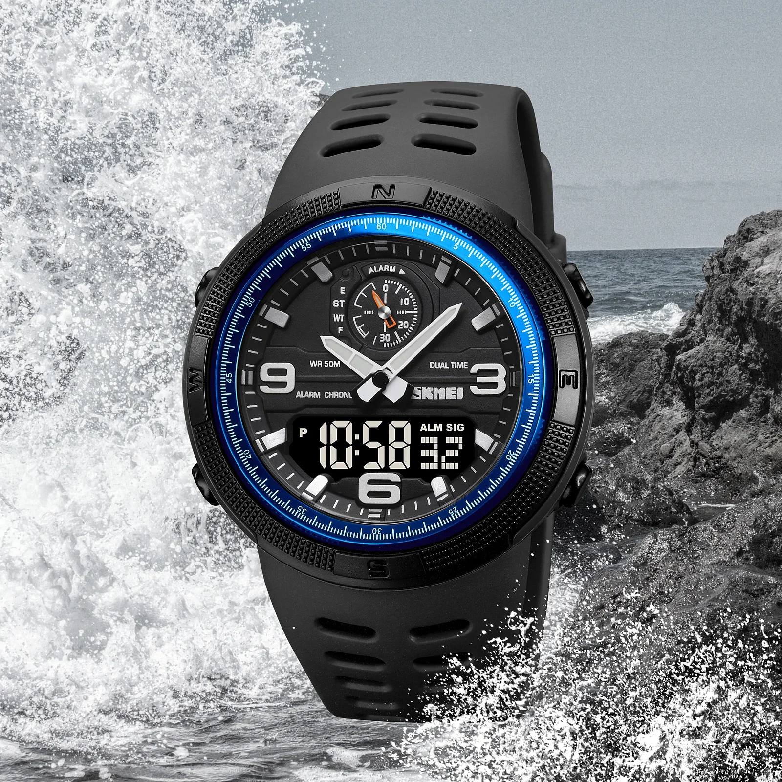 SKMEI 1655  Dual Display Multi functional Waterproof Student Exploration Watch Outdoor Sports Men\'s Electronic Watch