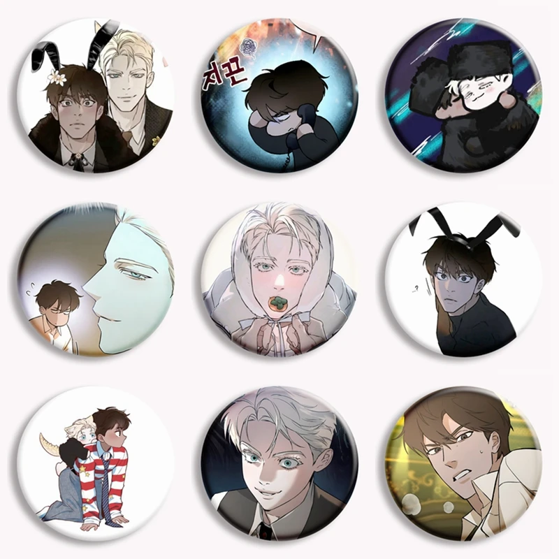 Korean Manga Codename Anastasia Soft Button Pin BL Manhwa Character Zhenya and Taekjoo Brooch Badge Bag Accessories Fans Collect