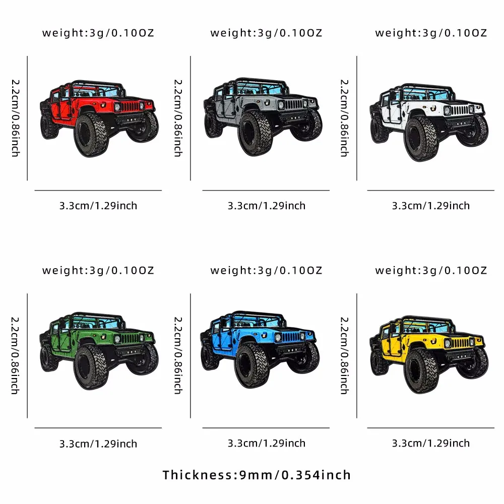 6Pcs Off-Road Truck Tank Hard Enameled Pins Set Car Enthusiast Lapel Brooches Metal Badges for Backpack Gift