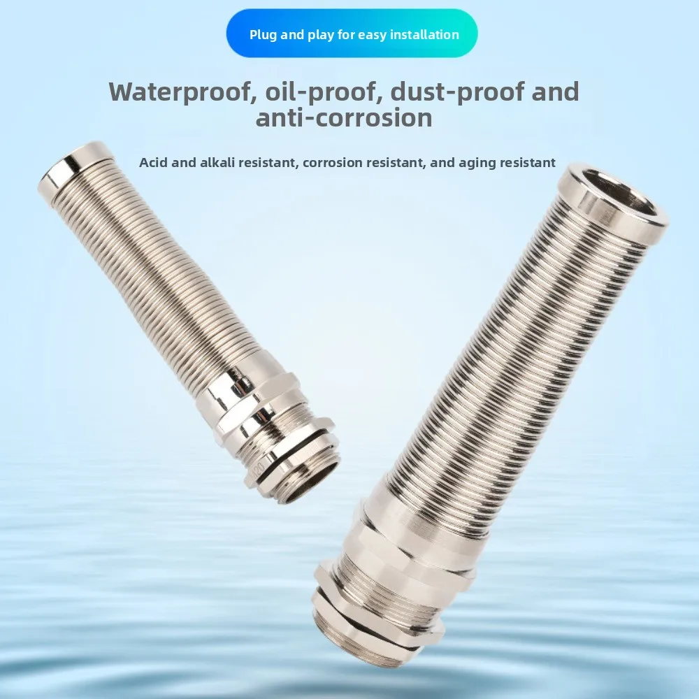 Anti-bending Cable Gland Nickel Plated Brass Waterproof Joint IP68 Seal Jiont LED Lamp Connector PG7 PG9 PG11 PG13.5 PG16 PG21