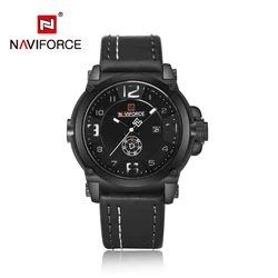 NAVIFORCE Men Watches Top Luxury Brand  Sports Military Quartz Mens Watch Leather Waterproof Wristwatch With Box Set For Sale