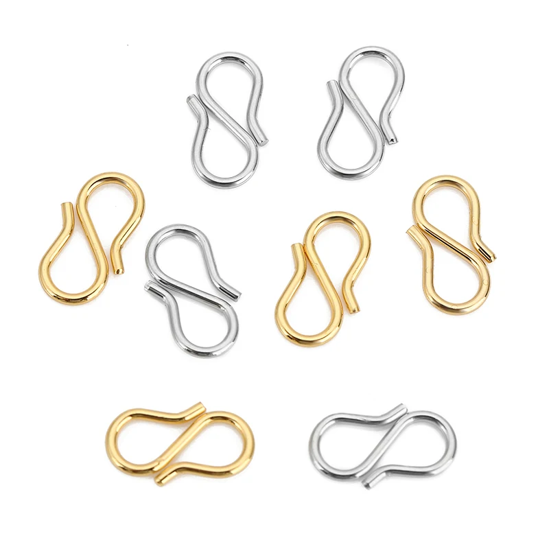 30-50pcs 316L Stainless Steel Strong S Shape DIY Bracelet Clasps Hooks End Clasps Connector for Necklace Jewelry Making Supplies