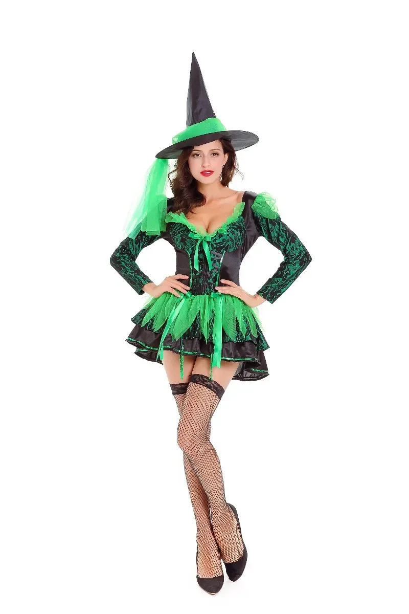 Adult Sexy Green Witch Costume Women Halloween Carnival Party Cosplay Fancy Dress Halloween Costumes For Women