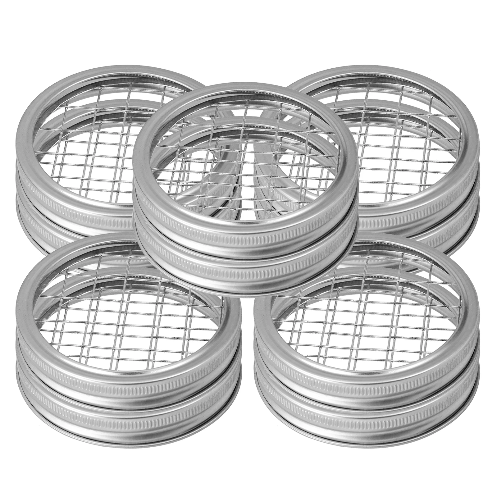 

10 Sets 86mm Silver Tinplate Flower Arrangement Grid Reusable Mason Jar Vase Floral Lid Accessories for DIY Home Decor