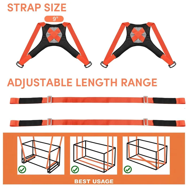 Cinghie di sollevamento sicure e facili da spostare Design ergonomico: sistema per 2 persone con supporto per la schiena per la movimentazione di mobili per oggetti pesanti