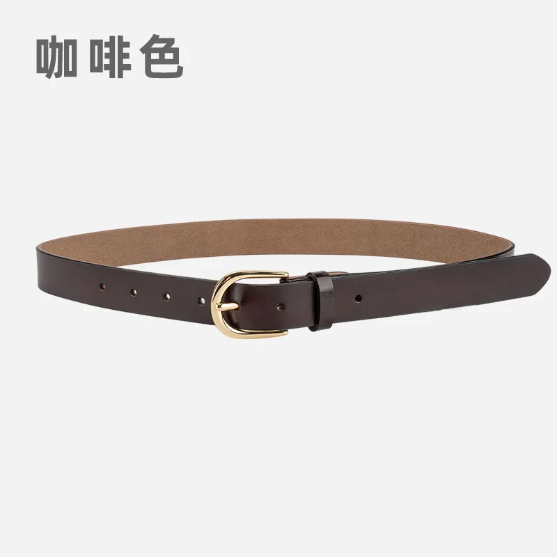 Fashionable genuine leather belt for women, alloy buckle versatile pants decorative belt