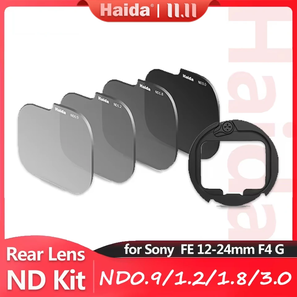 Haida Rear Lens ND Filter Kit (ND0.9+1.2+1.8+3.0) for Sony  FE 12-24mm F4 G Lens with Adapter Rings