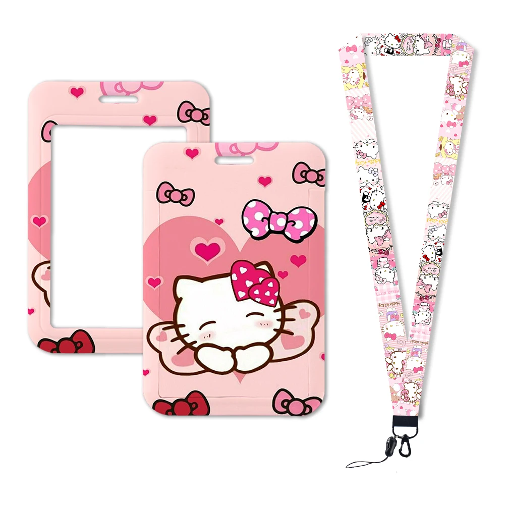 W pemegang kartu lucu Sanrio Hello kitty lucu Multi kartu tas dokumen Pull-Out portabel mainan Anime Ins untuk anak perempuan