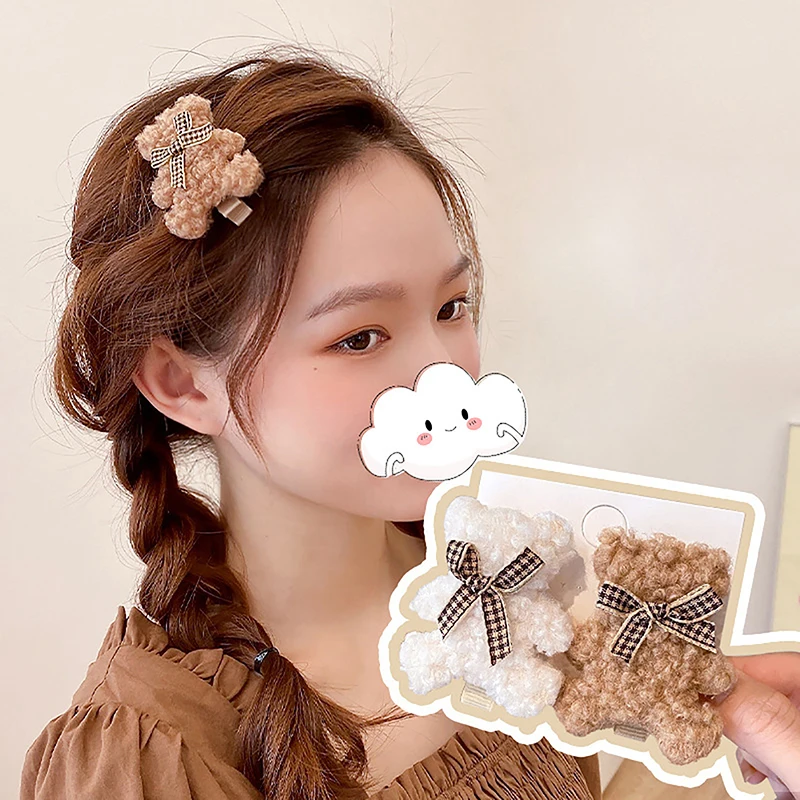 Durable Bow Knot Plush Bear Hair Clip A Must-have For Gatherings Womens Hairpin Hair Accessories Exquisite And Beautiful Hairpin